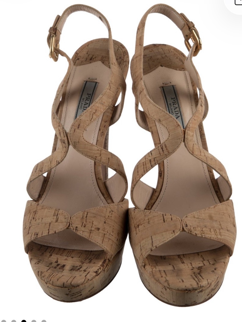 Prada Cork Platform Sandals in Natural Beige